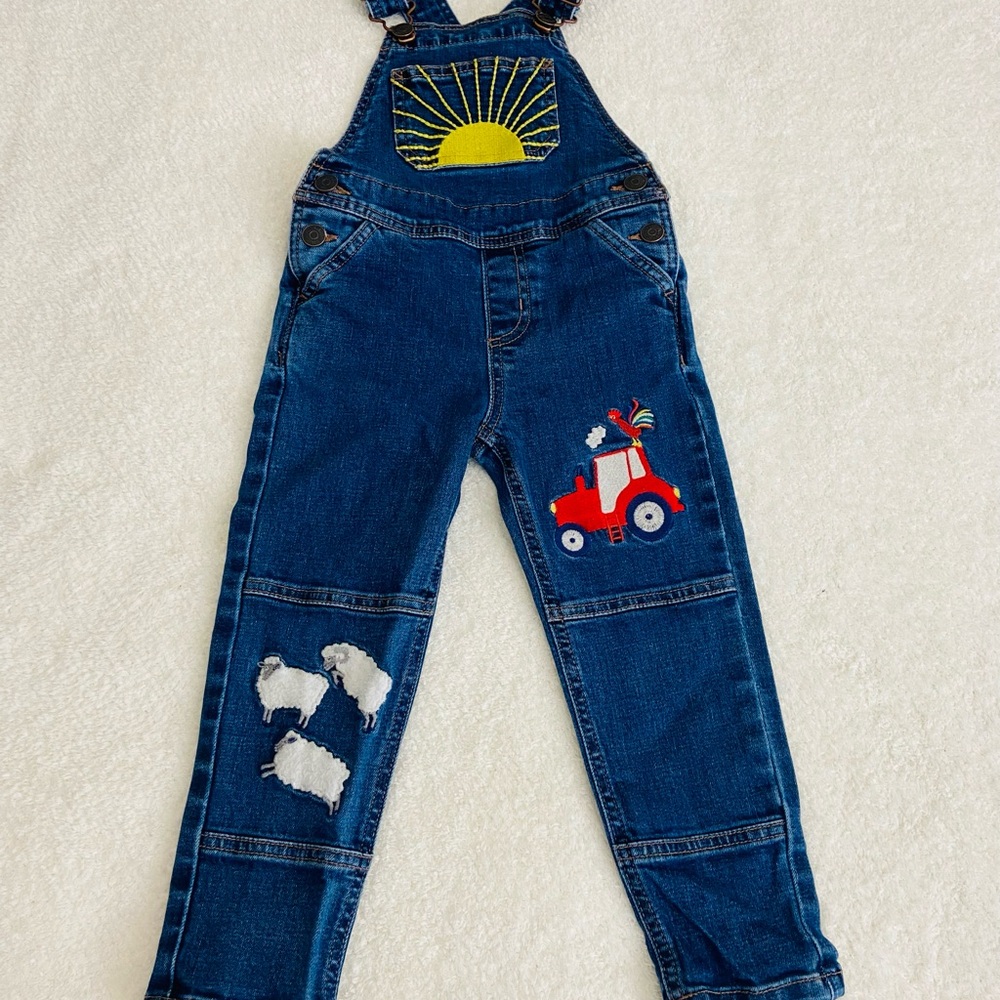 Mini Boden Denim Embroidered Overalls